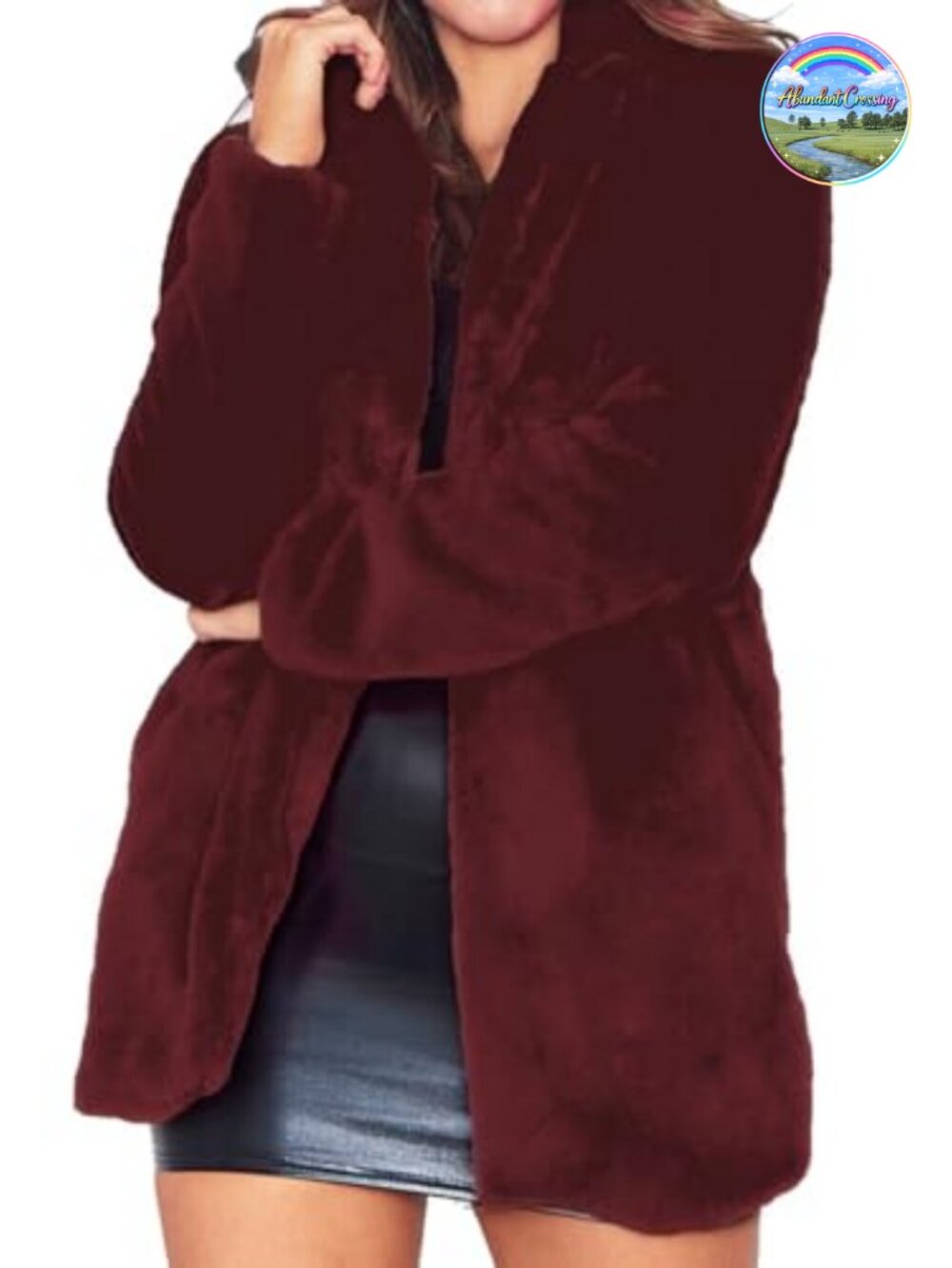 Womens Faux Fur Winter Overcoat Long Sleeve Warm Lined